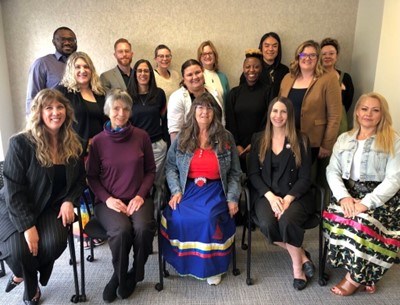 Pictured from top left to bottom right: Emmanuel Owusu, Lucas Porciello, Sarah Sinclair, Shelly Bischoff, Teddy Manywounds, Janet Gobert, Christina Breen, Zahra Ismail, Evan Brunner, Zolani Ncube, Kathryn Oviatt, Anne Clennett, Carolyn Ormsbee, Kelly Benning, Caitlin Downie, Heidi HeavyShield (Aksistowaki)